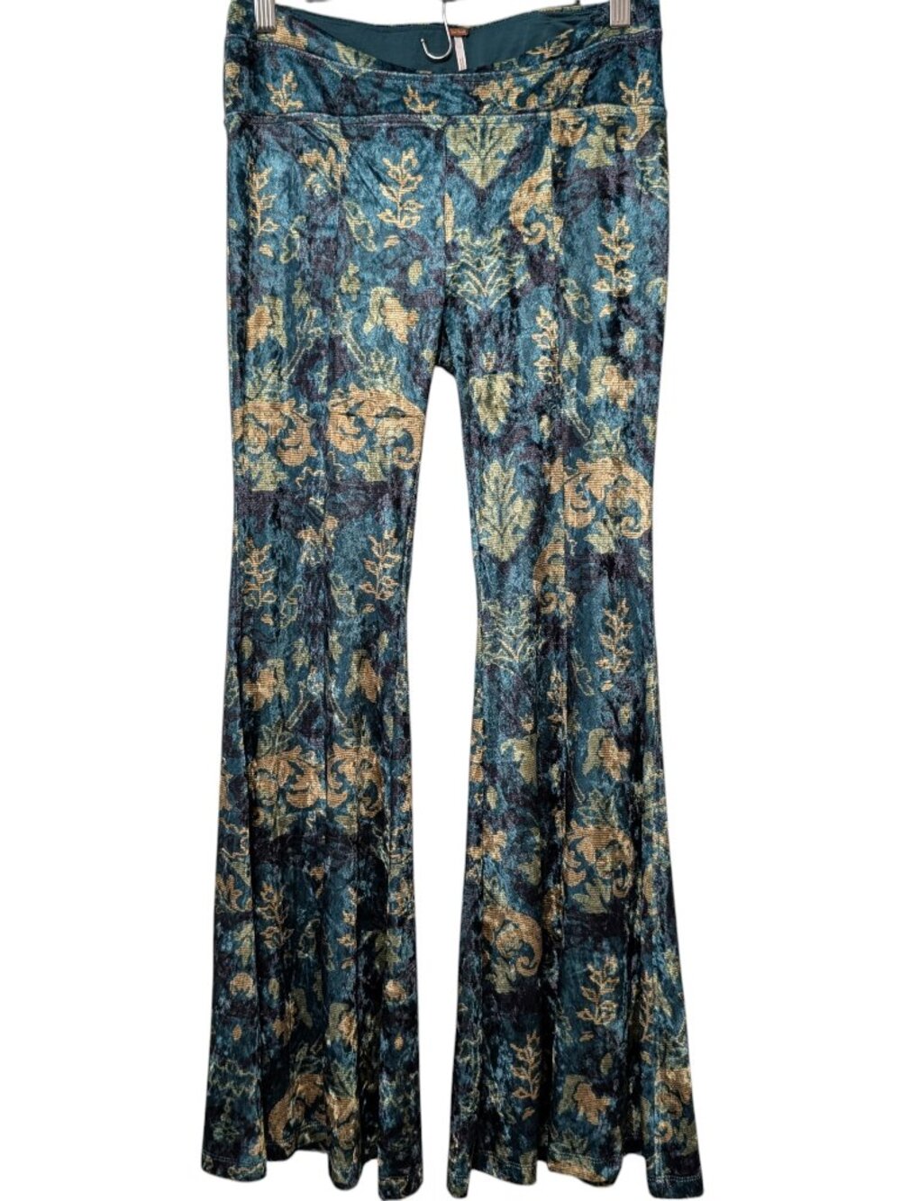 Free People Womens NWT Size S Emerald Combo Hold Me Closer Velvet Flare Pants